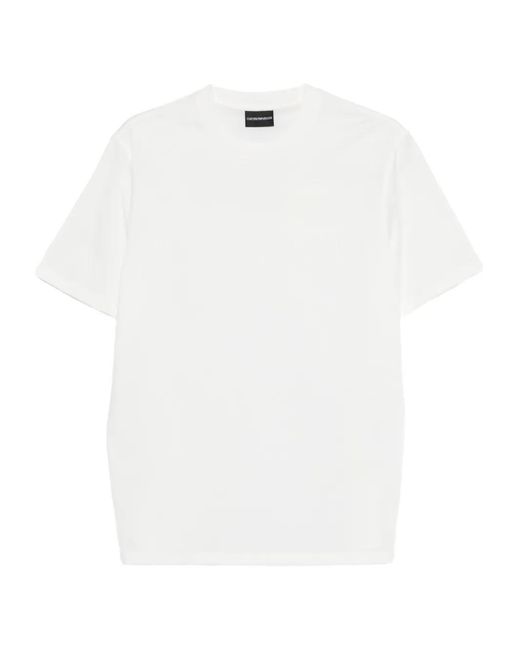 Emporio Armani White Logo Cotton T-Shirt for men