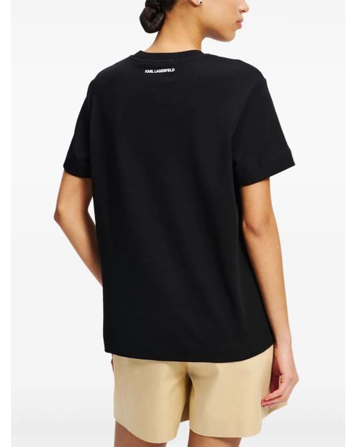 Karl Lagerfeld Black Ikon Aquarelle Printed T-Shirt