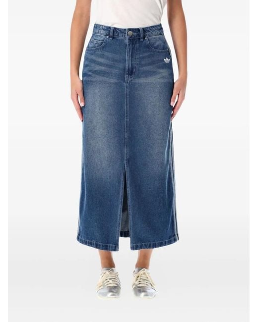 Adidas Blue Denim Stripe Detail Skirt