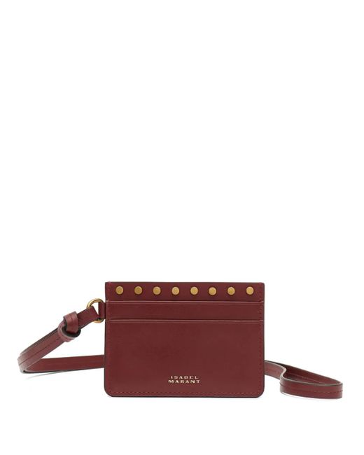 Isabel Marant Brown Studded Leather Logo Cardholder