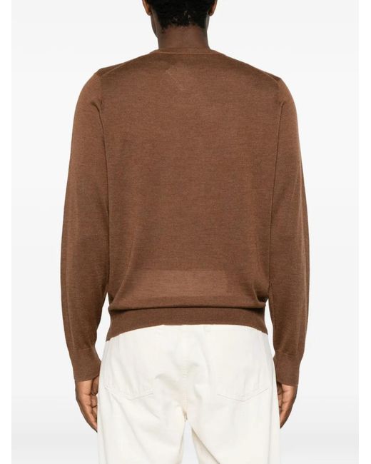 Corneliani Brown Crew-Neck Long-Sleeve Sweater for men