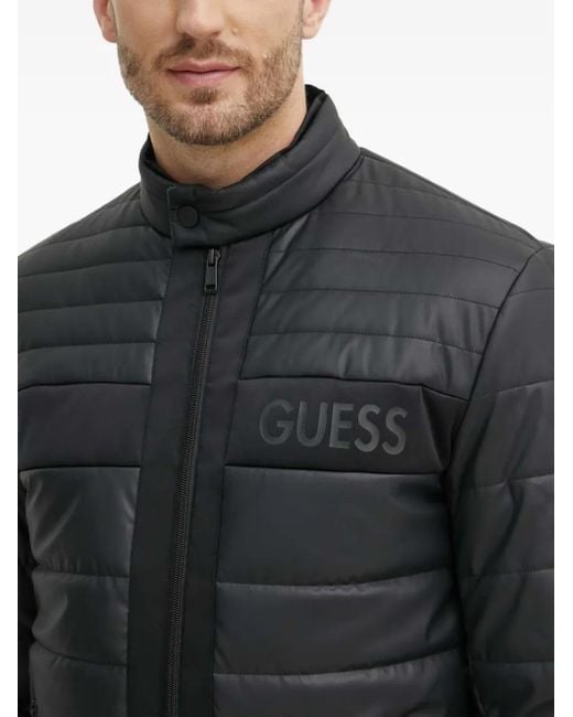 Guess Gray Quilted Zip Jacket for men