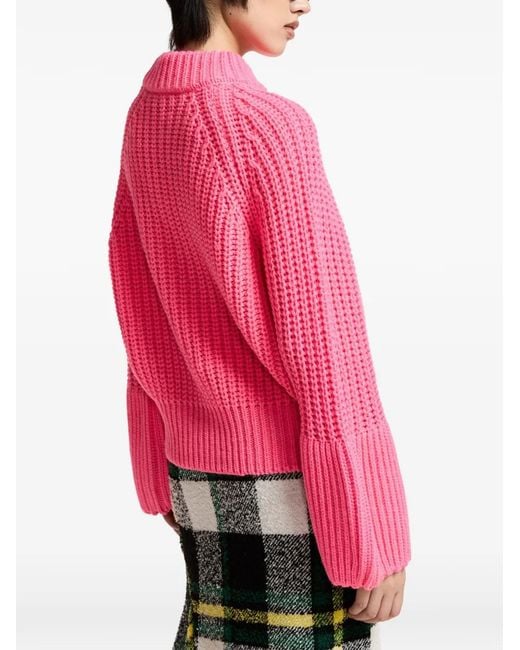 Essentiel Antwerp Pink Kristian Chunky-Knit Turtleneck Sweater
