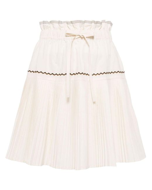 Ulla Johnson Natural Erika Pleated Cotton Miniskirt