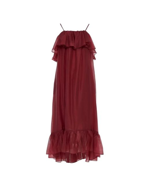 Devotion Red Twins Aura Ruffled-Trim Maxi Dress