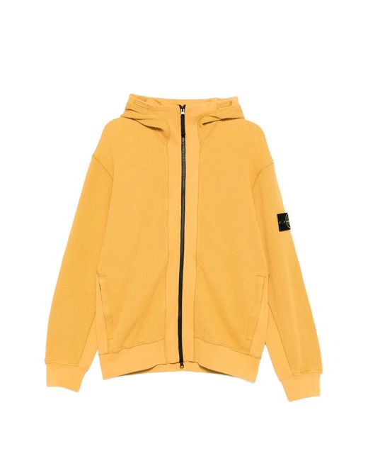 Stone Island メンズ イエロー ジップアップ ニットパーカー 【公式通販】