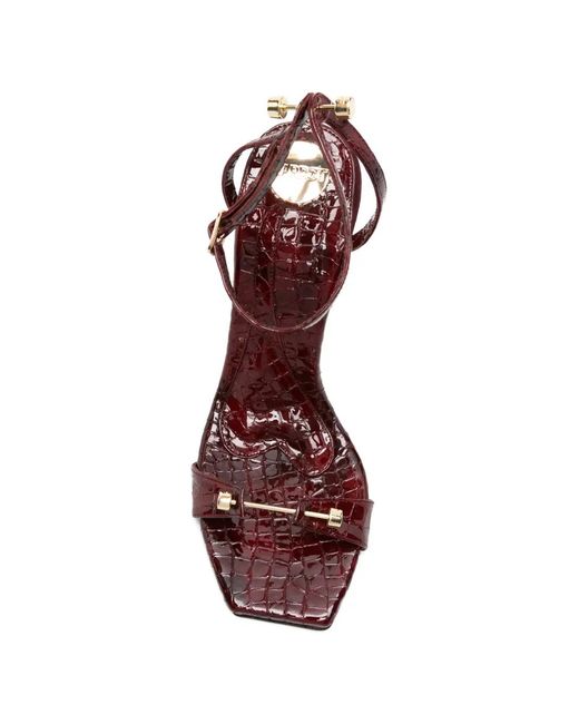 HARDOT Red Croc-Effect Stiletto Sandals