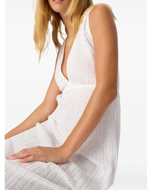 Missoni White V-Neck Midi Dress