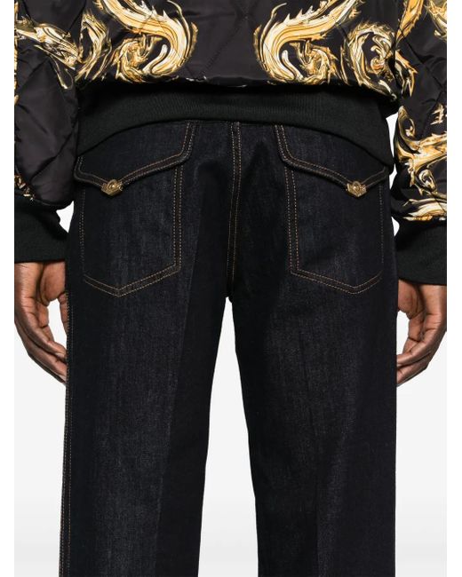 Versace Jeans Couture Black Mid-Rise Tapered Jeans for men