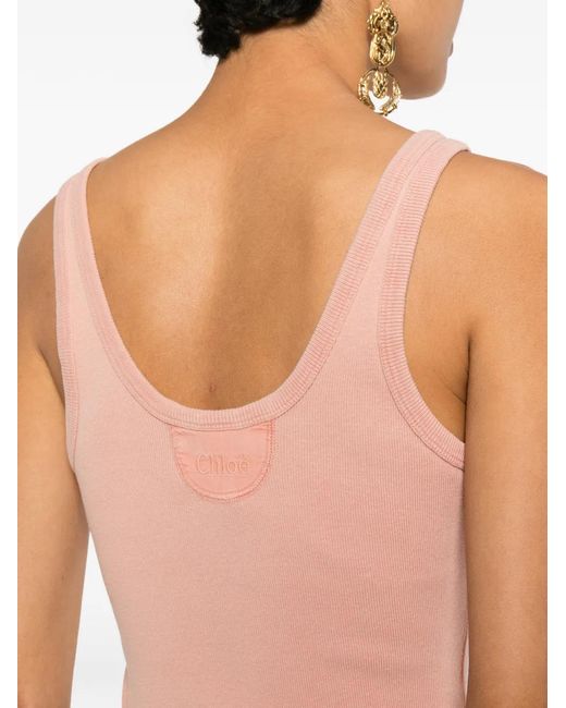Chloé Pink Button T-Shirt