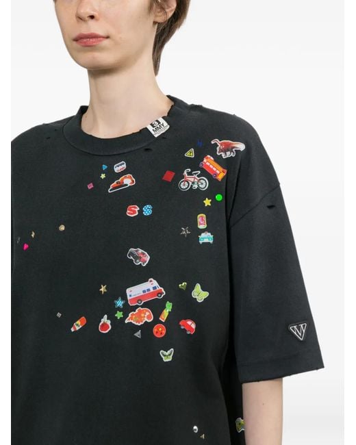 Maison Mihara Yasuhiro Black Kids Sticker Printed T-Shirt