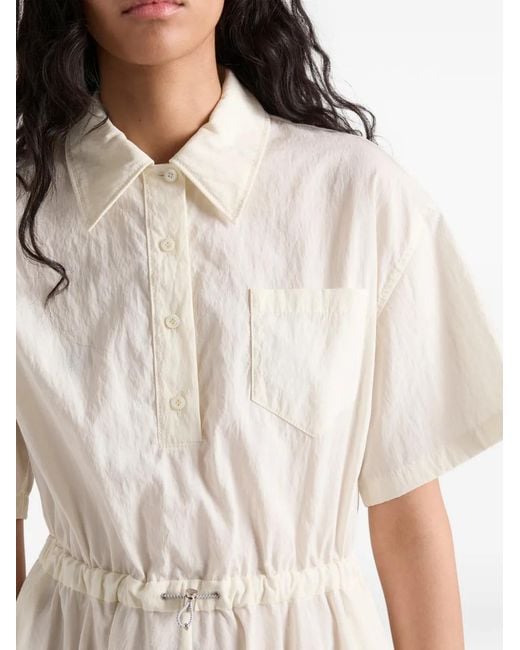 Prada White Short-Sleeved Technical Pongé Dress