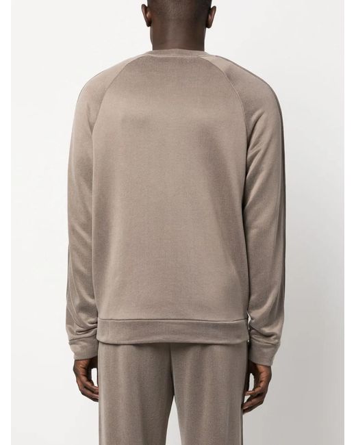 Giorgio Armani Gray Logo-Embroidered Round-Neck Jumper for men