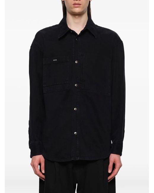 Wooyoungmi Blue Logo-Detail Denim Shirt for men