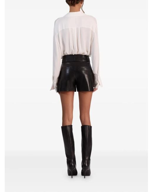 Alice + Olivia Black Baylor Faux Leather Shorts