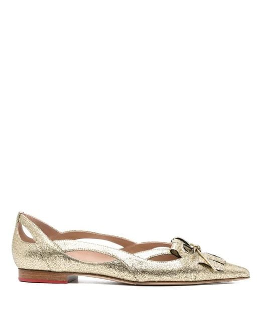 Scarosso Natural Pointed Toe Ballerina Pumps