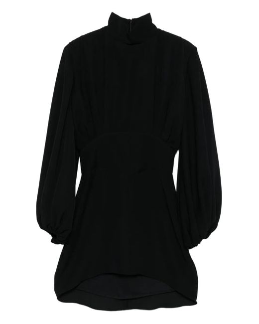 Vestiaire d'un Oiseau Libre Eve Mini-Jurk Met Hoge Hals En Ballonmouwen in het Black