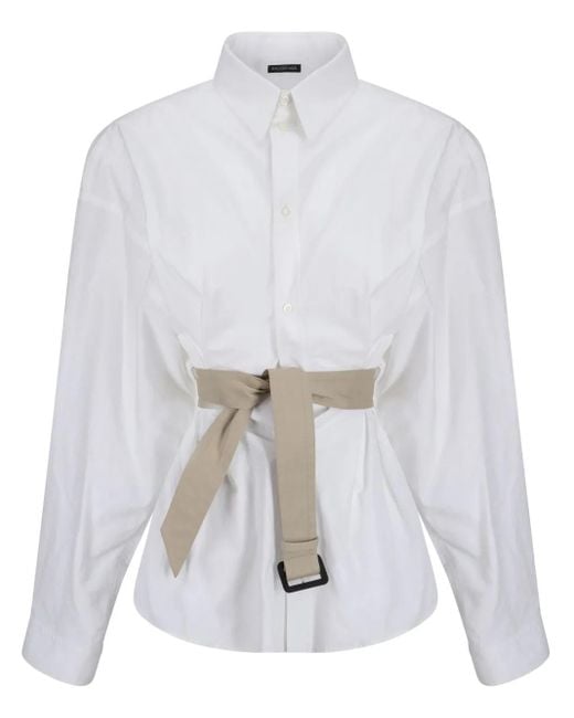 Balenciaga White Cotton Shirt With Coordinated Waist Belt