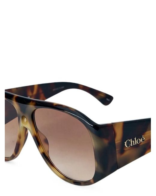 Chloé Black Gradient-Lens Logo-Hinge Sunglasses
