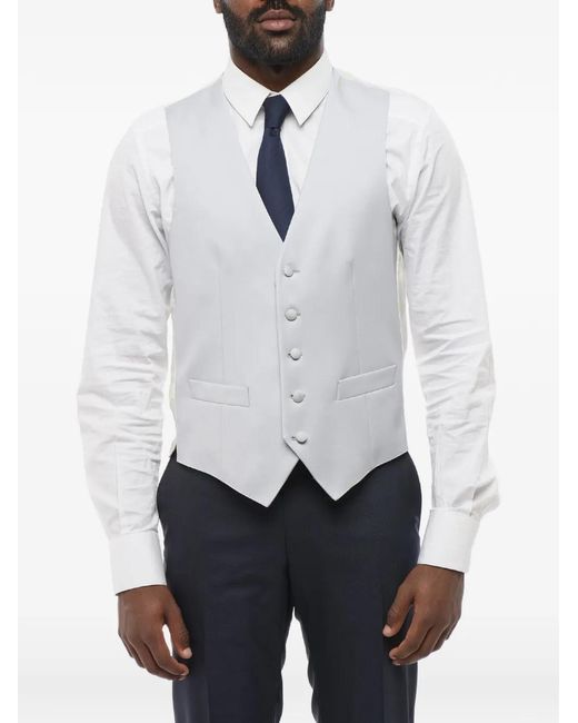 Corneliani White Single-Breasted Welt-Pocket Waistcoat for men