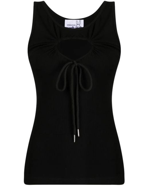Natasha Zinko Black Heart Cut-Out Sleeveless Tank Top