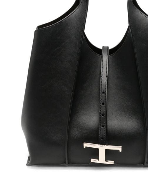 Tod's Black T Timeless Leather Tote Bag