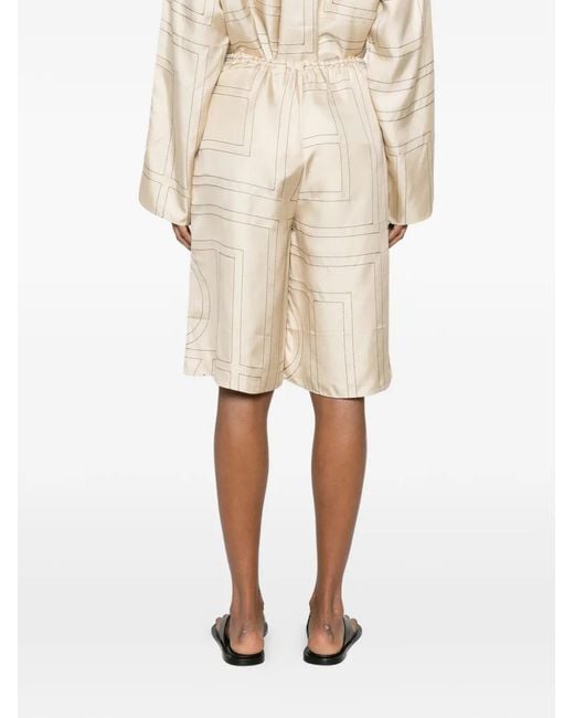 Totême Natural Monogram-Embroidered Culottes