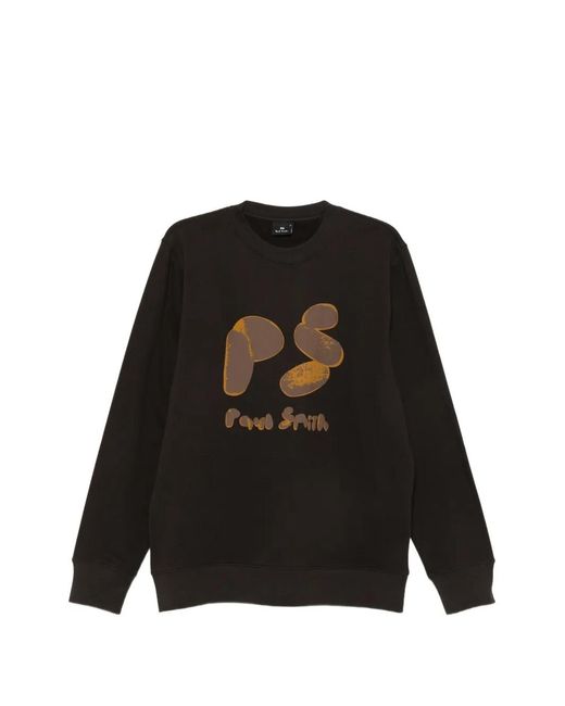 Paul Smith Black Logo-Print Cotton Sweater for men