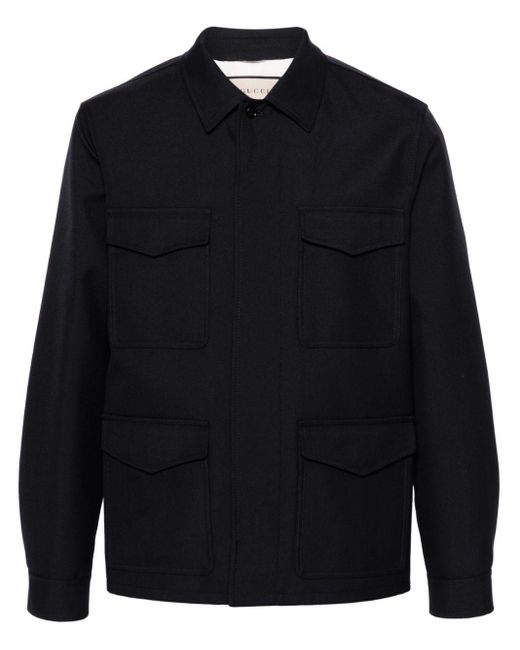 Gucci Blue Wool Shirt Jacket for men