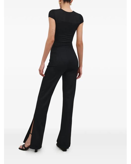 MARCELLA Black Pearson Side-Slit Trousers