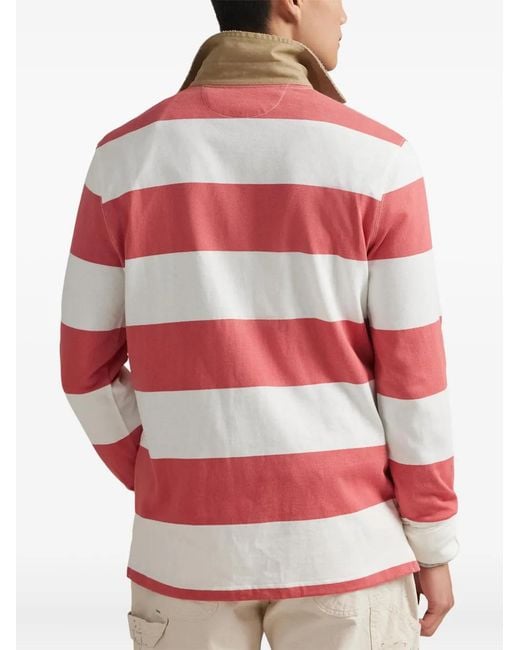 Polo Ralph Lauren Red Striped Long-Sleeve Rugby Polo Shirt for men