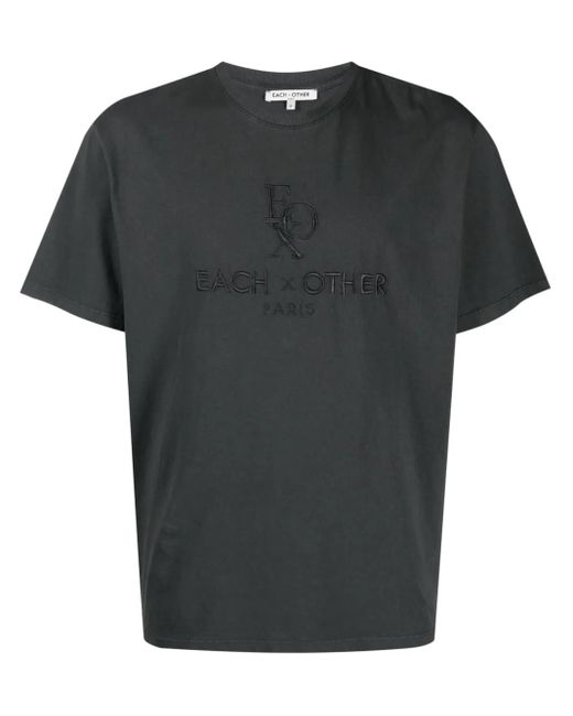 Each x Other Black Logo-Embroidered Cotton T-Shirt for men