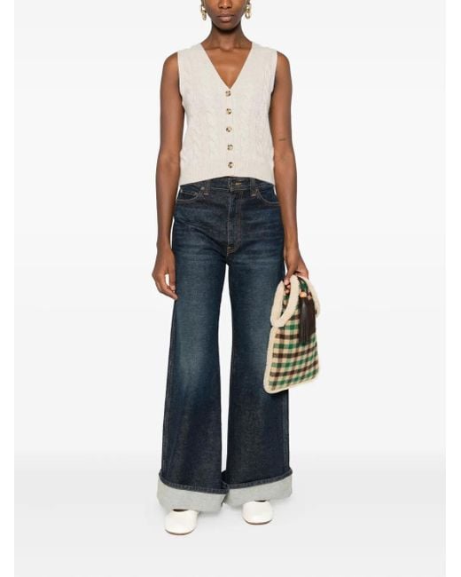 Doen Natural Cable-Knit Button Vest