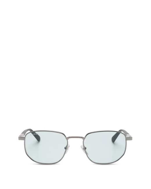 Gucci White Geometric-Frame Sunglasses