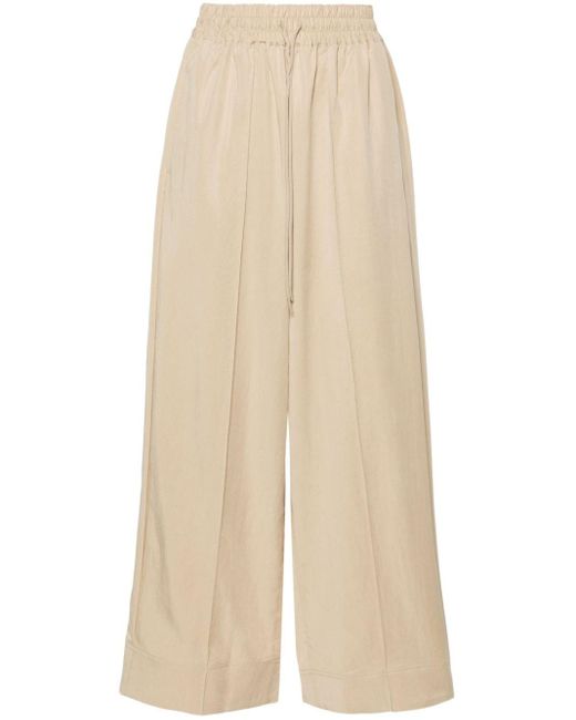 Y-3 Natural Drawstring-waist Wide-leg Trousers