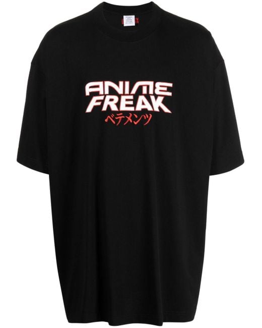 Vetements Black Anime Freak Cotton T-shirt for men