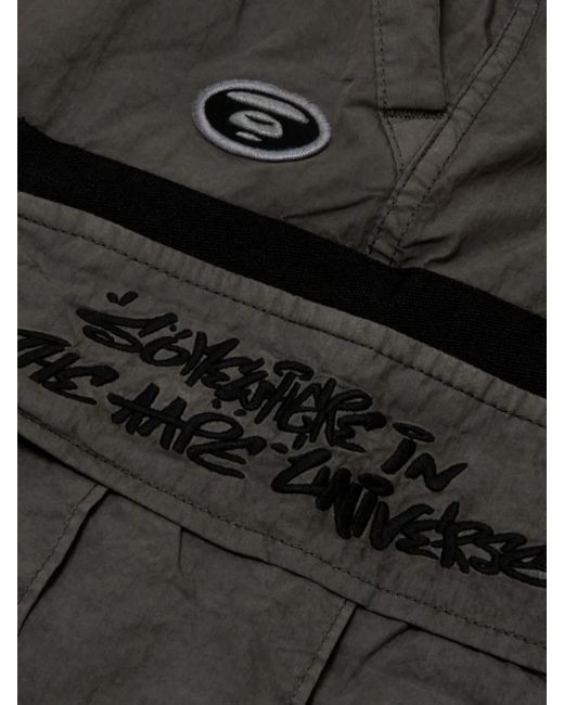 Aape By A Bathing Ape Black Logo-Appliqué Cargo Shorts for men