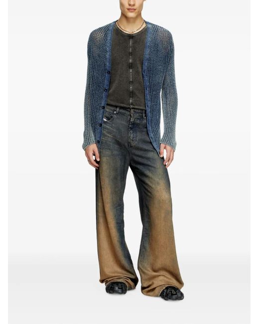 DIESEL Blue K-Redeam Ribbed-Knit Cardigan for men