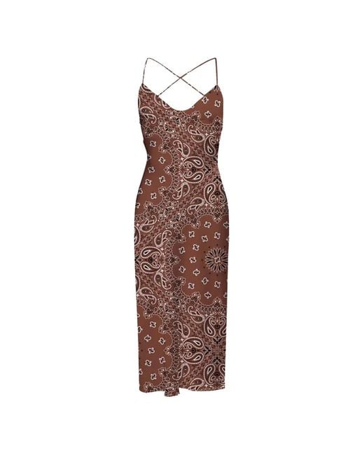 Mc2 Saint Barth Brown Criss-Cross Bandana Tailored Dress