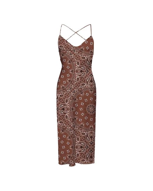 princess polly baby blue dress MC2 Saint Barth Criss-Cross Bandana Tailored Dress in Brown