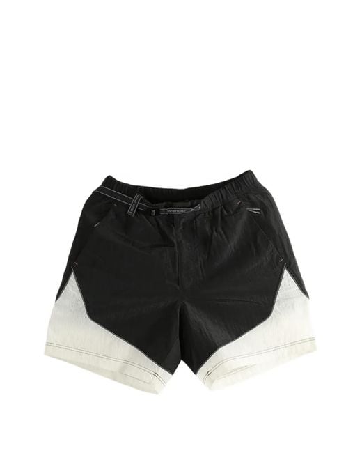 And Wander Black X Roa Panelled Belted Shorts for men