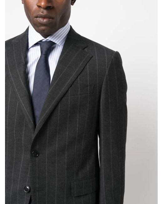 Corneliani Black Pinstripe-Pattern Single-Breasted Suit for men