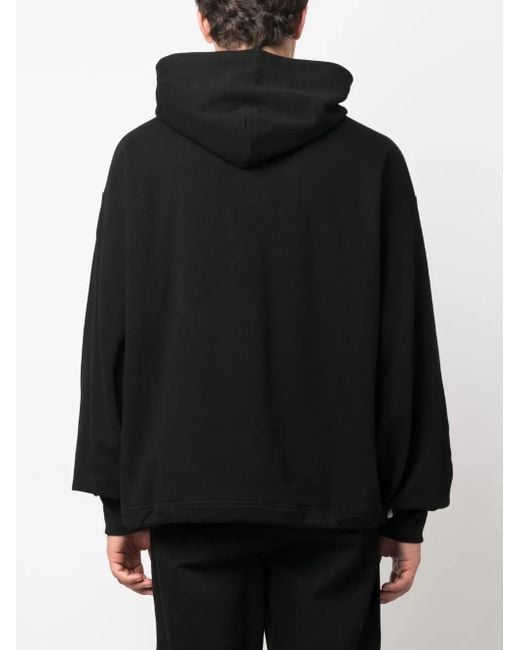 Palm Angels Black Logo-Print Cotton Hoodie for men