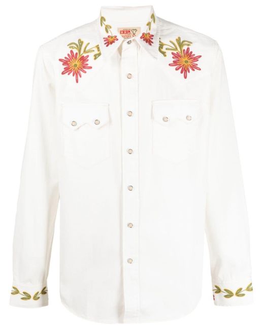 RRL Overhemd Met Geborduurde Bloemen in het Wit voor heren | Lyst NL