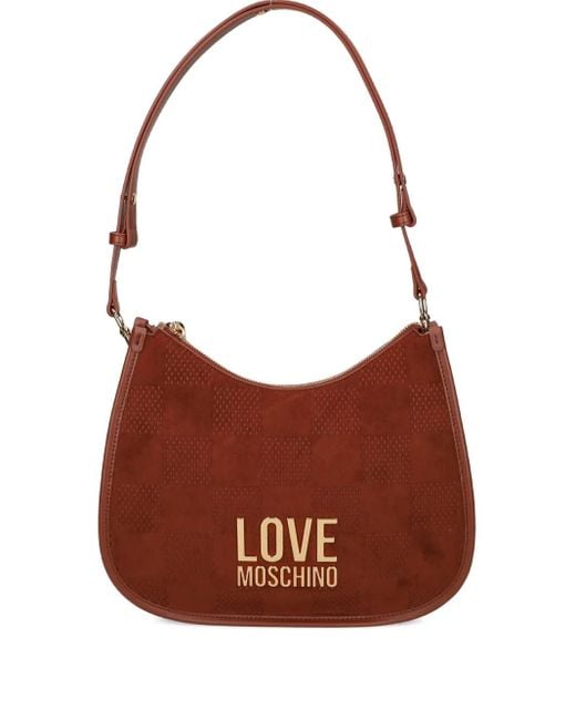 Love Moschino Brown Checked-Pattern Shoulder Bag