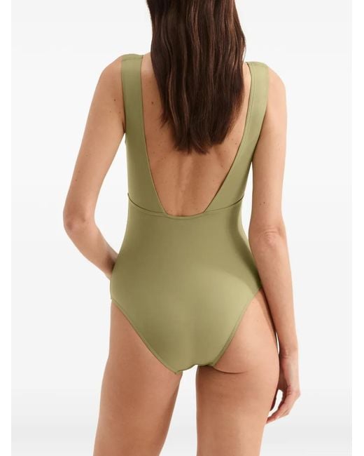 Eres Green Hold Up V-Neck Swimsuit