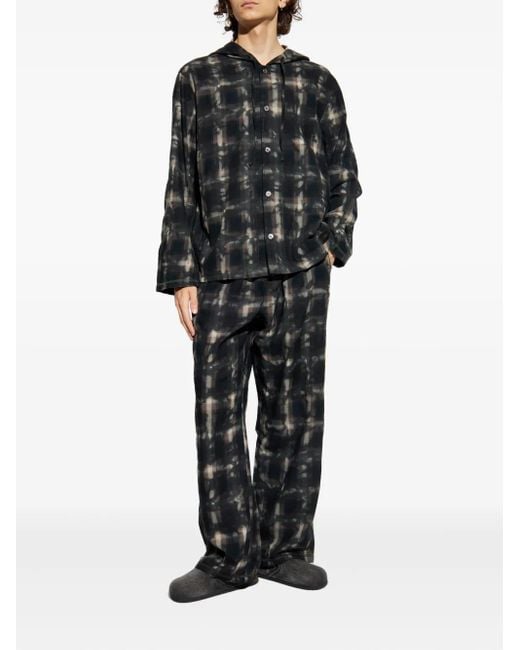 DIESEL Black Set-Orlando-Utlt Hooded Checked Pyjamas for men