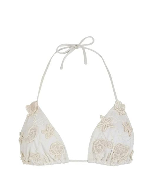 Agua Bendita White Nader Lolita Embroidered Halterneck Bikini