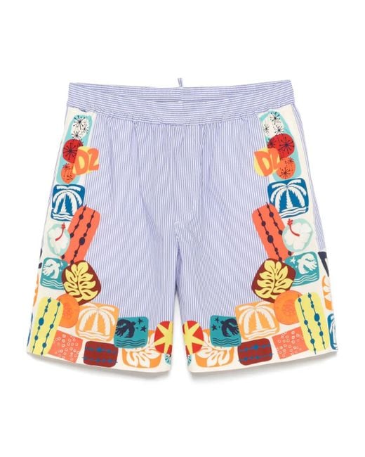 DSquared² Blue Elastic-Waistband Shorts for men