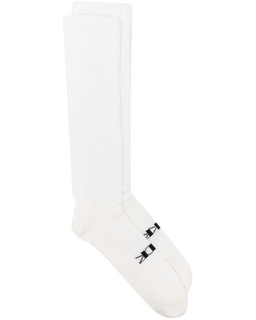 Rick Owens DRKSHDW Intarsia-knit Logo Socks in White for Men | Lyst